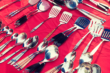 Image showing tableware and kitchenware sale at street market