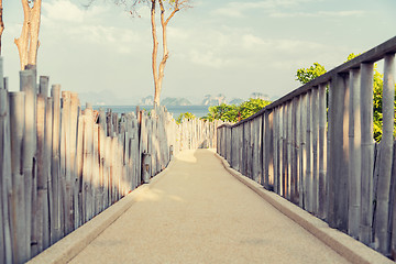 Image showing road with fence at seaside