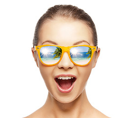 Image showing happy screaming teenage girl in shades