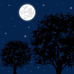 Image showing Moon night and tree