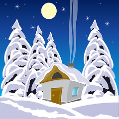 Image showing House in wood in winter