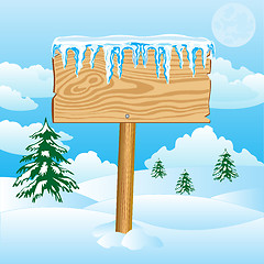 Image showing Wooden shield on snow