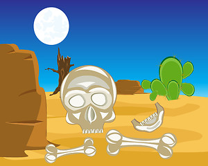 Image showing Skull and crossbones in desert