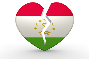 Image showing Broken white heart shape with Tajikistan flag