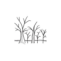 Image showing Tree with bare branches sketch icon.