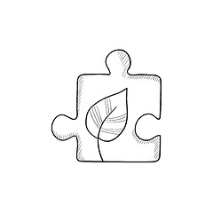 Image showing Puzzle with leaf sketch icon.