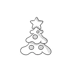 Image showing Christmas tree with decoration sketch icon.