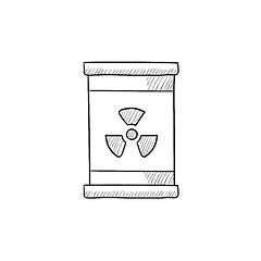 Image showing Barrel with ionizing radiation sign sketch icon.