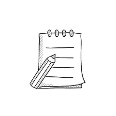 Image showing Writing pad and pen sketch icon.