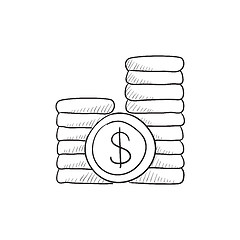 Image showing Dollar coins sketch icon.