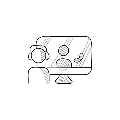 Image showing Online education sketch icon.