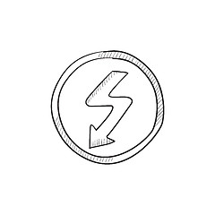 Image showing Lightning arrow downward sketch icon.