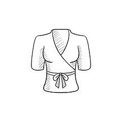 Image showing Short female bathrobe sketch icon.