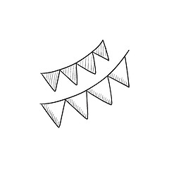 Image showing Christmas triangular flags sketch icon.