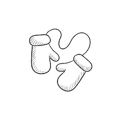 Image showing Baby mittens sketch icon.