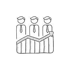 Image showing Businessmen standing on profit graph sketch icon.