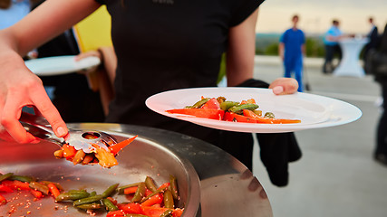 Image showing put in a plate Grilled vegetables.