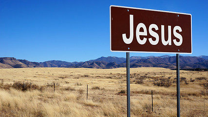 Image showing Jesus brown road sign