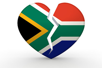 Image showing Broken white heart shape with South Africa flag