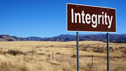 Image showing Integrity brown road sign