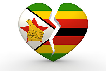 Image showing Broken white heart shape with Zimbabwe flag