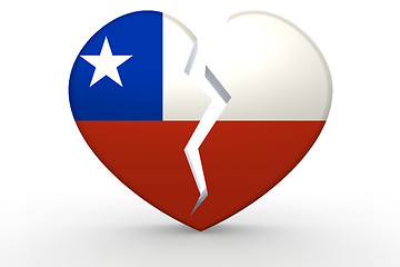 Image showing Broken white heart shape with Chile flag