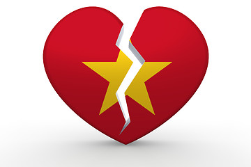 Image showing Broken white heart shape with Vietnam flag