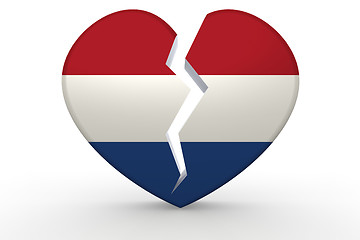 Image showing Broken white heart shape with Netherlands flag