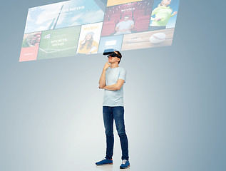 Image showing happy man in virtual reality headset or 3d glasses