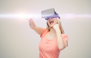 Image showing woman in virtual reality headset or 3d glasses