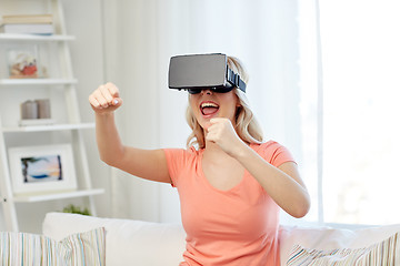 Image showing woman in virtual reality headset or 3d glasses