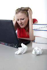 Image showing Woman with writers block