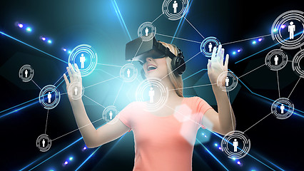 Image showing woman in virtual reality headset or 3d glasses