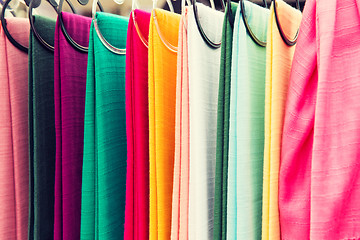 Image showing colorful textile at asian street market