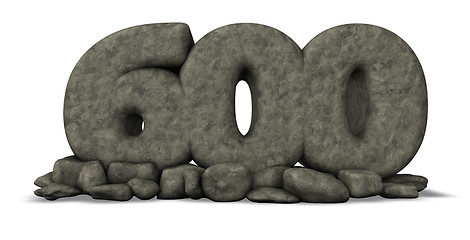 Image showing stone number six hundred on white background - 3d rendering