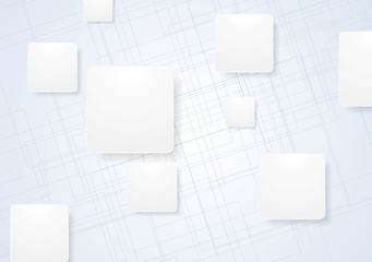 Image showing White geometric squares on lined background