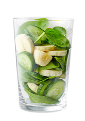 Image showing glass of green smoothie ingredients