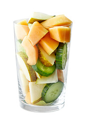 Image showing glass of fruit and vegetable pieces