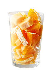 Image showing glass of fruit pieces for making smoothie