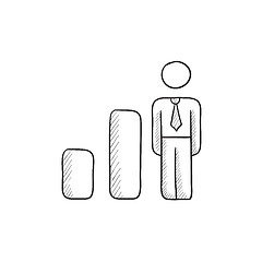 Image showing Businessman and graph sketch icon.