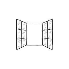 Image showing Open windows sketch icon.