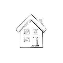 Image showing Two storey detached house sketch icon.