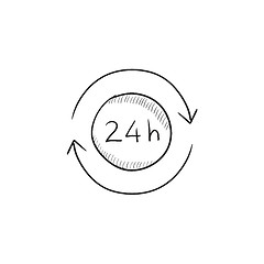 Image showing Service 24 hrs sketch icon.