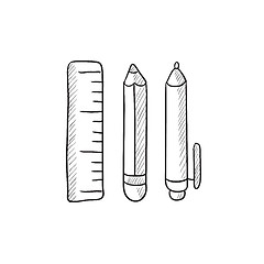 Image showing School supplies sketch icon.