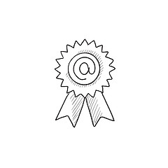 Image showing Award with at sign sketch icon.