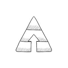 Image showing Pyramid with arrow up sketch icon.