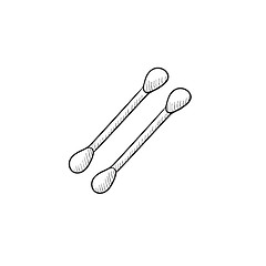 Image showing Cotton buds sketch icon. 