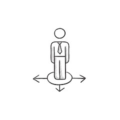 Image showing Businessman in three ways sketch icon.