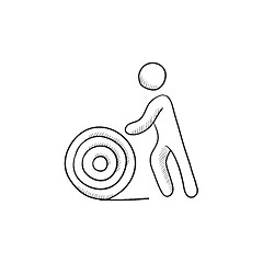 Image showing Man with wire spool sketch icon.