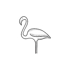 Image showing Flamingo sketch icon.
